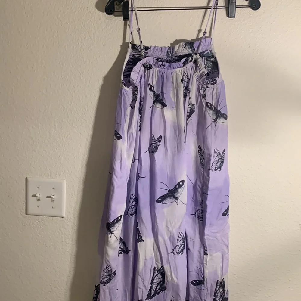 Anthropologie Daphne Quilted-Top Maxi Dress Loungewear Butterflies Lilac - Picture 3 of 6